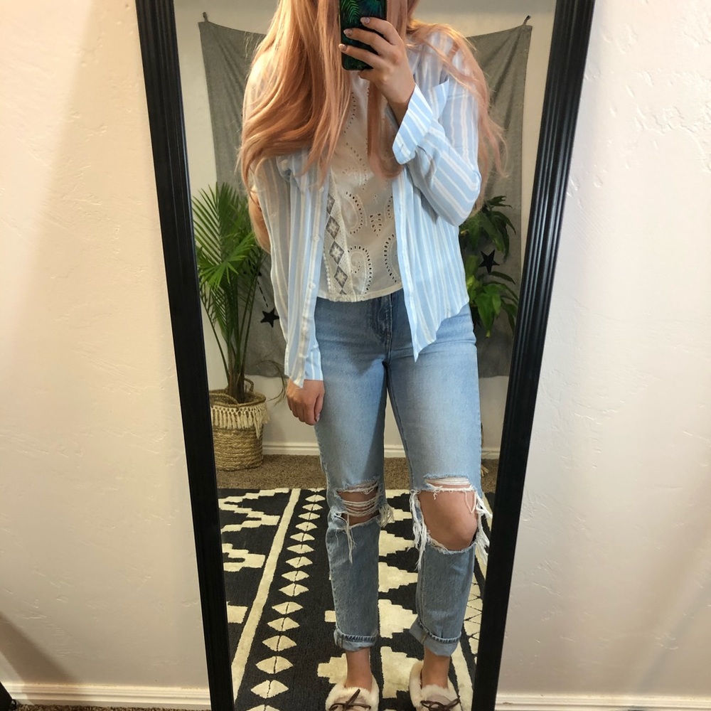 Nordstrom BP blue and white button up